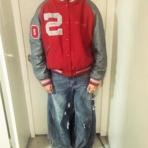 Red and Gray Varsity Jacket